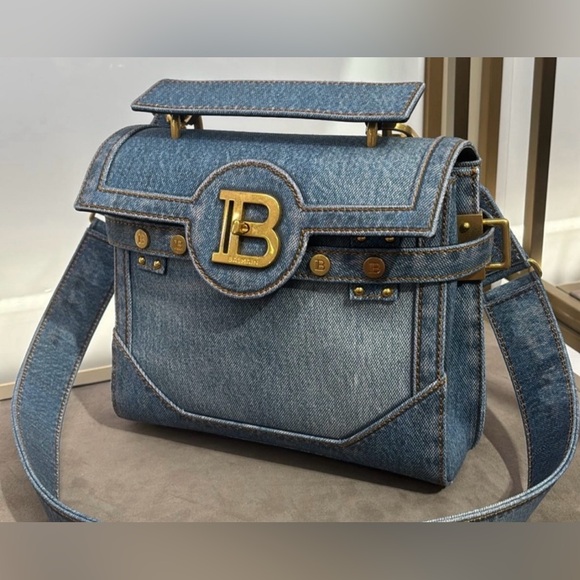 Balmain Handbags - Balmain denim Denim Blue Designer Women's Bag